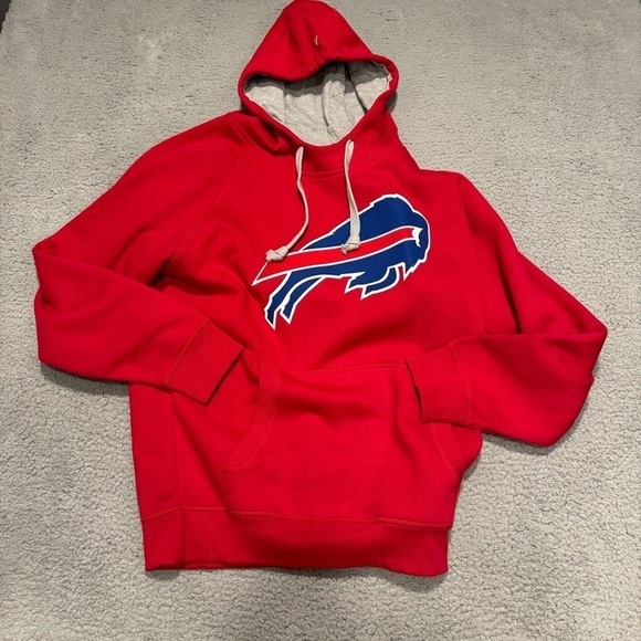 Men's Buffalo Bills Red Pullover Embroidered Hoodie Hoody Sweatshirt Size Large - Picture 1 of 11